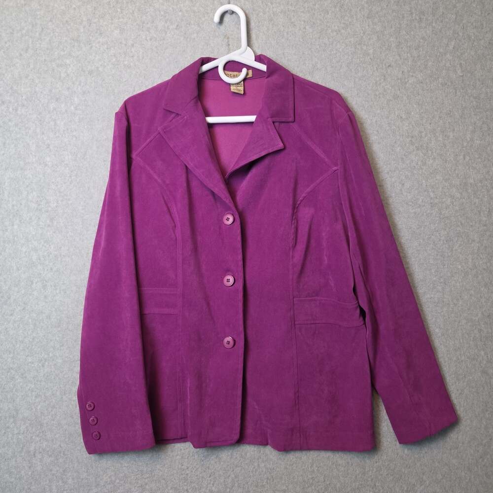 Notations Magenta Faux Suede LS Button Up Classic Career Blazer Women's XL